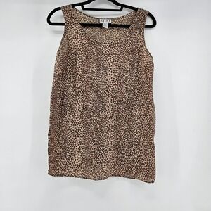 Leopard Silk Sleeveless Boho Tank Top Medium Maximalist Statement Layering‎